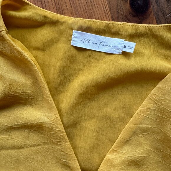 NWOT All In Favor Golden Yellow Cross Front Bodysuit Blouse Sz M - Picture 3 of 6